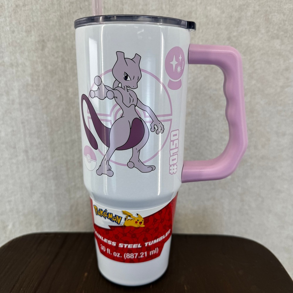 Pokemon Mewtwo 30 oz Stainless Steel Tumbler White Pink #0150